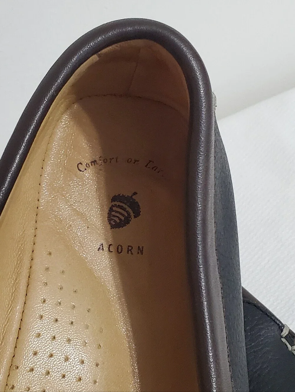 Acorn Pebbled Leather Driving Loafer Black Brown Size 13